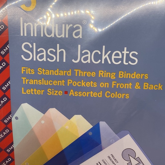 NWT SMEAD Inddura Slash Jackets 3 ring binder ready. Five pockets various colors - Picture 3 of 3